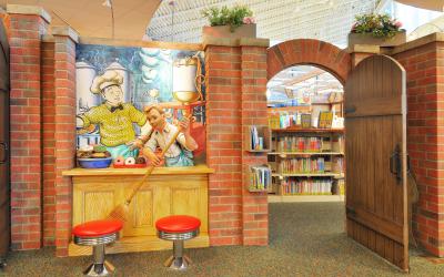 Character Homer Price (by Robert McCloskey) in the Story Garden at Northwest Library