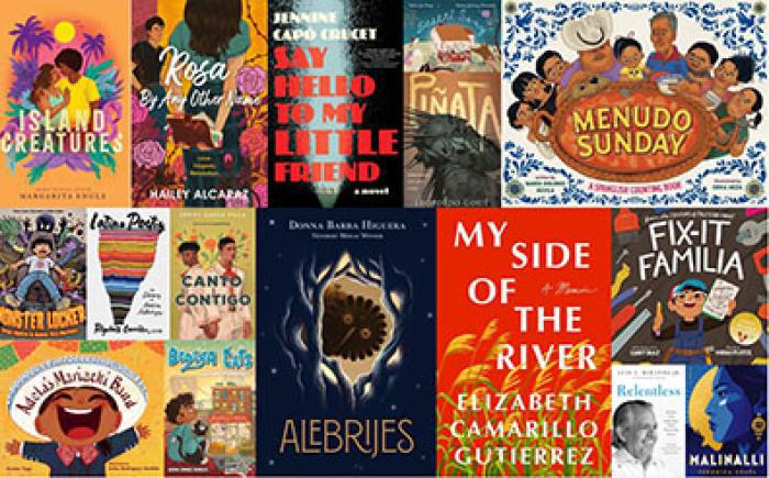 Collage of book covers on theme of Hispanic and Latino heritage