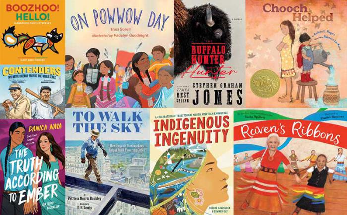 Collage of book covers on theme of Native American heritage