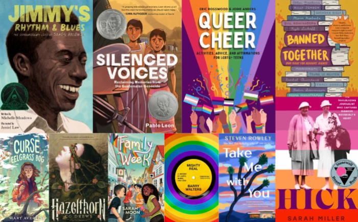 Collage of book covers on LGBTQIA+ themes