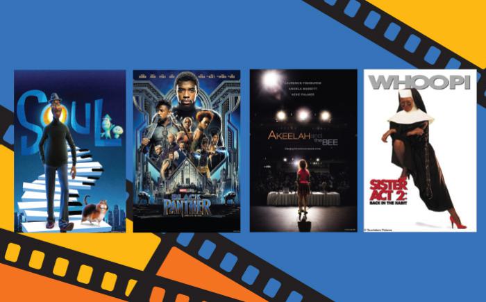 Soul, Black Panther, Akeelah and the Bee and Sister Act 2 DVD covers