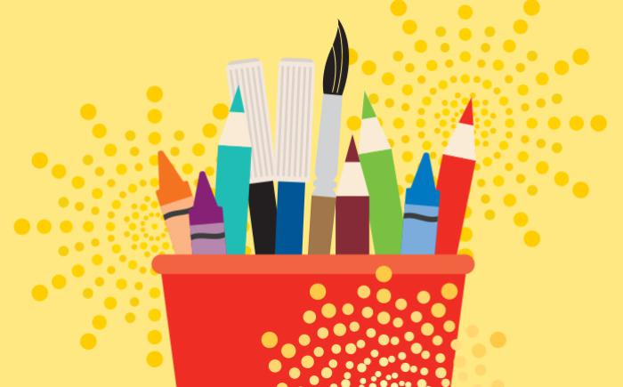 Coloring and painting tools in a cup