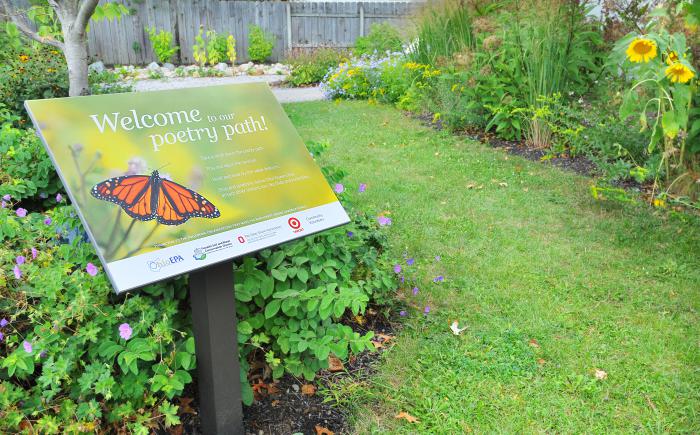 Poetry Path sign at Northwest Library