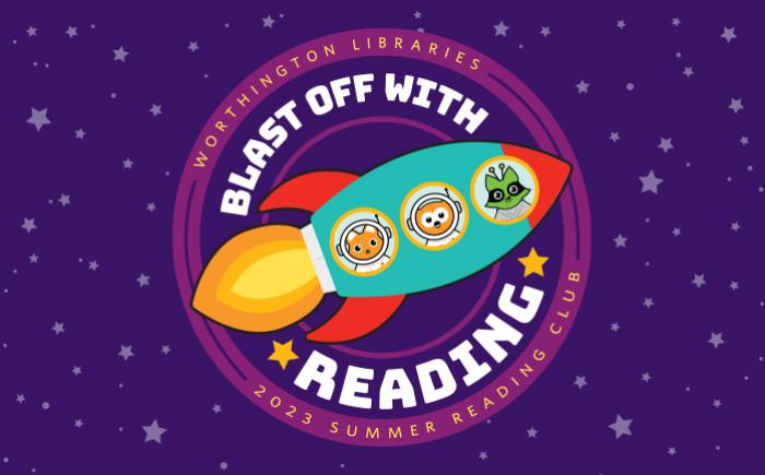 2023 summer reading club, Blast Off With Reading, logo