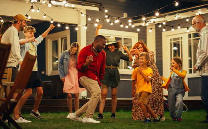 Group of people dancing outdoors