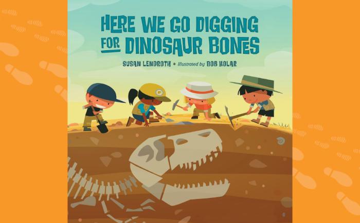 Book cover of Here We Go Digging for Dinosaur Bones