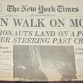 New York Times newspaper with Men Walk on Moon headline