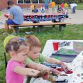 Children painting outdoors