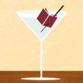 Martini glass with a book as garnish