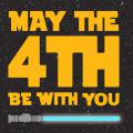 A light saber and the words "May the 4th Be With You"