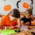 Children making fall-themed crafts