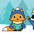 Asparagus fox and Ricky raccoon in the snow