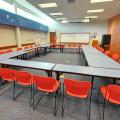 Tables and chairs set up inside the Northwest Library meeting room