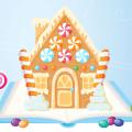 Gingerbread house on top of an open book