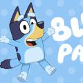 A cartoon image of Bluey the dog with the words Bluey Party next to her.