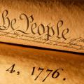 The preamble of the Constitution appearing above the date July 4, 1776.