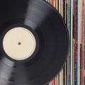 Vinyl record and spines of LPs