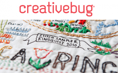 Embroidery sampler with Creativebug logo