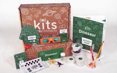 Contents of a COSI Connects dinosaur kit