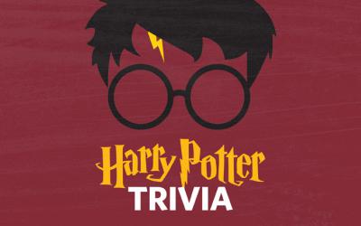 Face of a child wearing glasses above the words Harry Potter Trivia