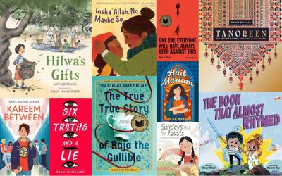 Collage of book covers on theme of Arab American heritage