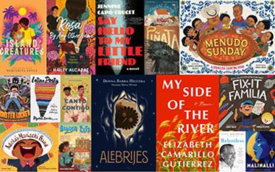 Collage of book covers on theme of Hispanic and Latino heritage