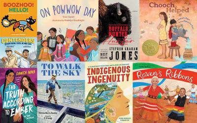 Collage of book covers on theme of Native American heritage