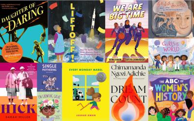 Collage of book covers on theme of women's and girls' experiences