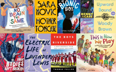 Collage of covers of books on the topic of Disability Pride