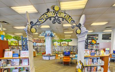 View of Story Park entrance at Worthington Park Library