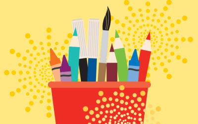 Coloring and painting tools in a cup