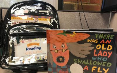 Clear backpack with picture book