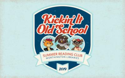 Kickin' It Old School logo featuring Asparagus Fox, Winston Owl and Rocky Raccoon