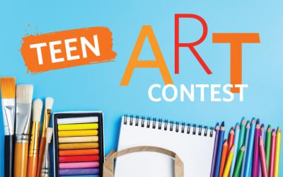 Art supplies and the words "Teen Art Contest"