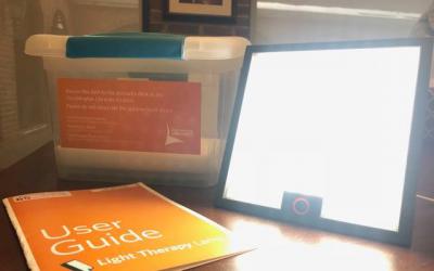 Light therapy lamp with user guide