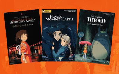 DVD covers of Spirited Away, Howl's Moving Castle, My Neighbor Totoro
