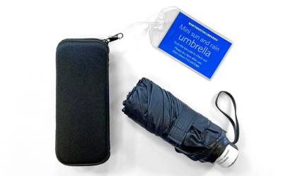 Rolled-up umbrella with zippered carrying case